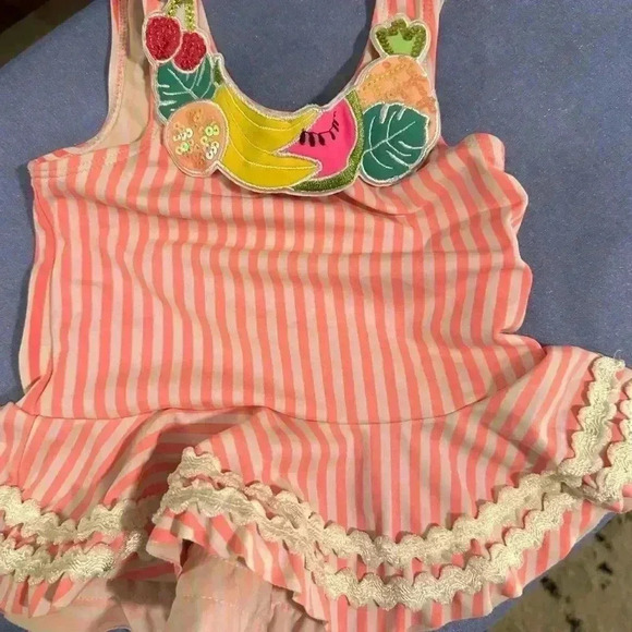 Flapdoodles Colorful Fruit Embroidered Striped Top - Picture 4 of 5